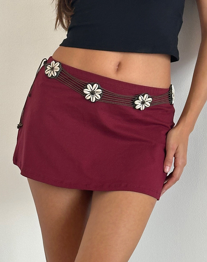 Nidya Aline Mini Skirt in Burgundy-Nico Sky