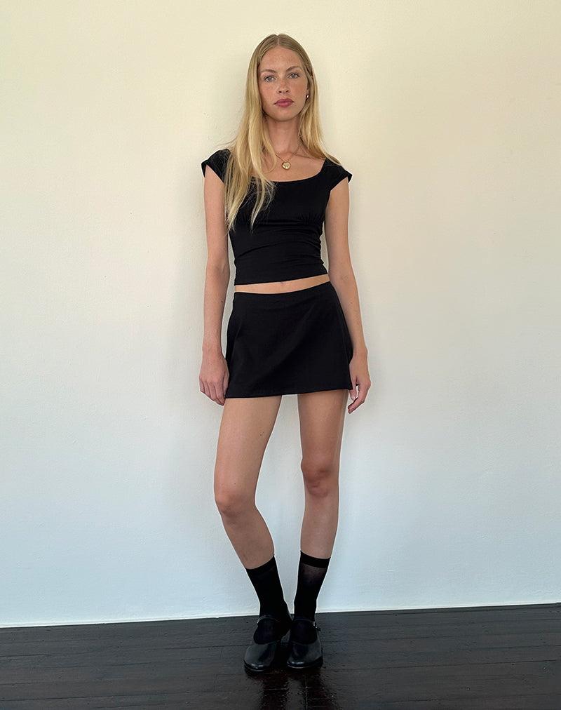 Nidya A-Line Mini Skirt in Black-Nico Sky