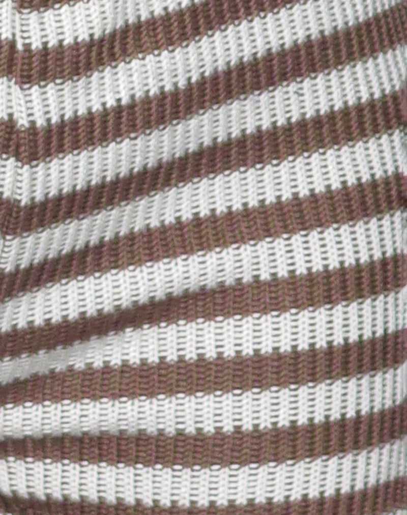 Nikaya Shorts in Knit Stripe White and Brown-Nico Sky