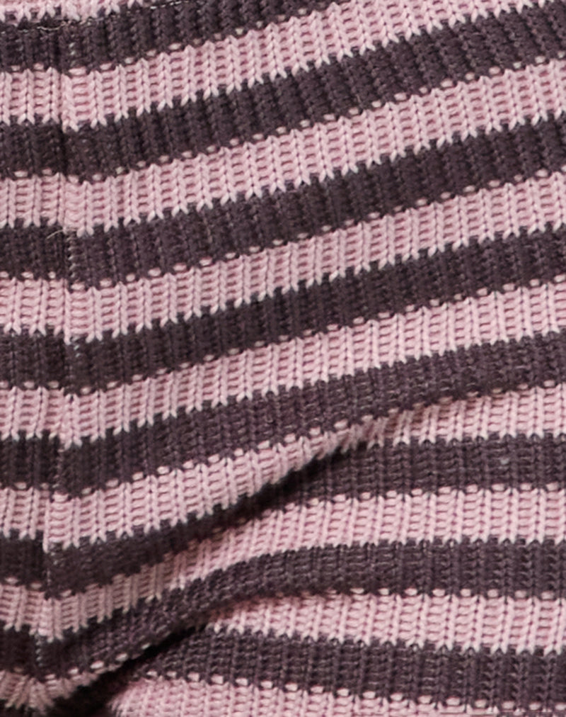 Nikaya Shorts in Knit Stripe Pink and Brown-Nico Sky
