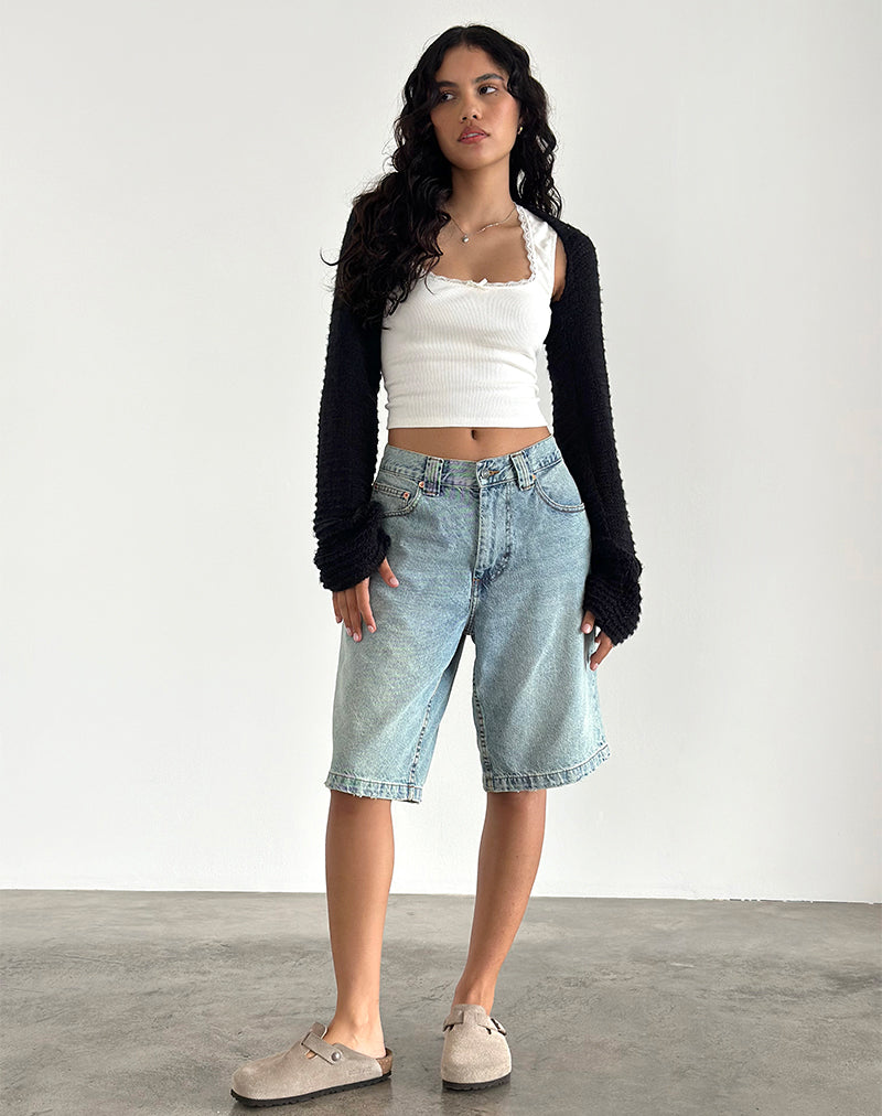 Nobila Shrug Top in Black-Nico Sky