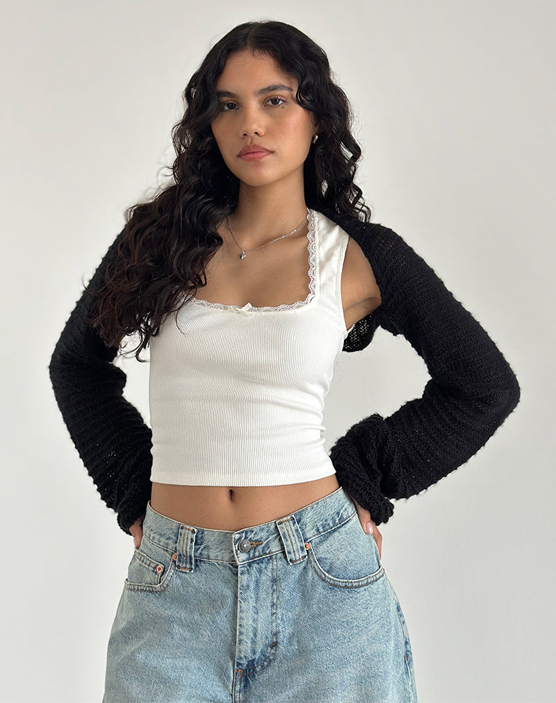 Nobila Shrug Top in Black-Nico Sky