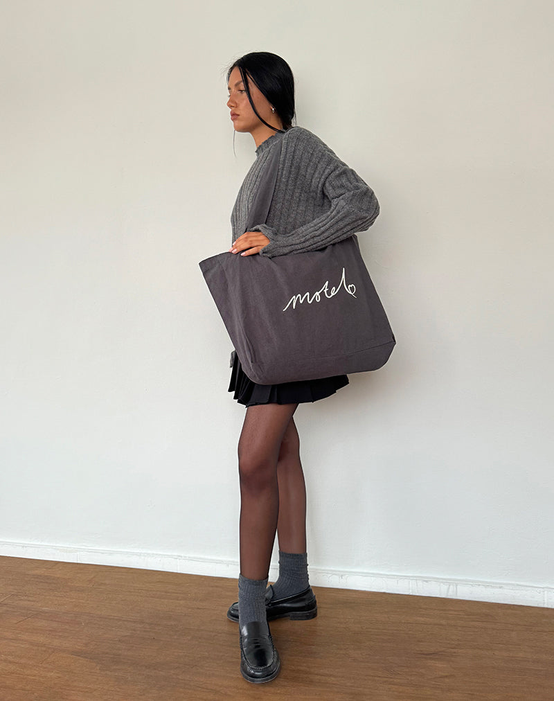 Nola Totebag in Beluga with Motel Print-Nico Sky