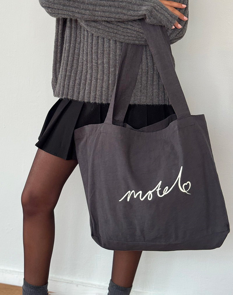 Nola Totebag in Beluga with Motel Print-Nico Sky