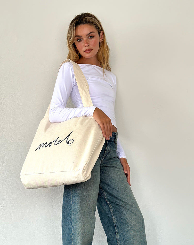 Nola Totebag in Off White with Motel Print-Nico Sky