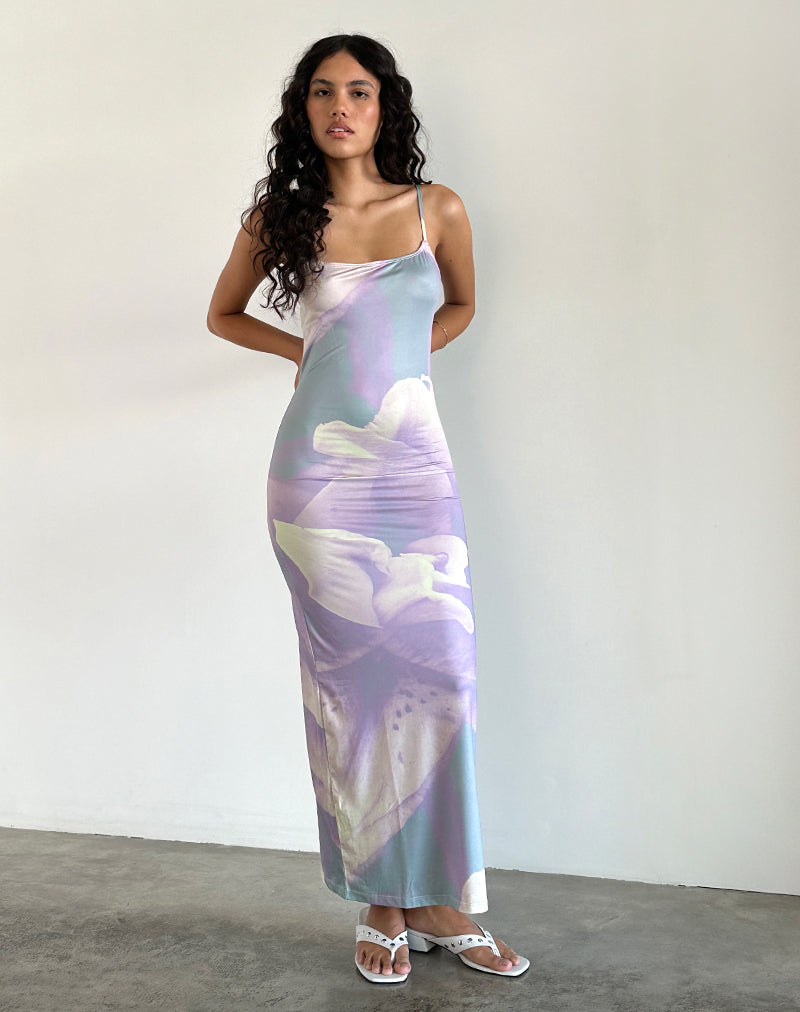 Norila Cami Maxi Dress in Slinky Orchid Petals Lilac-Nico Sky