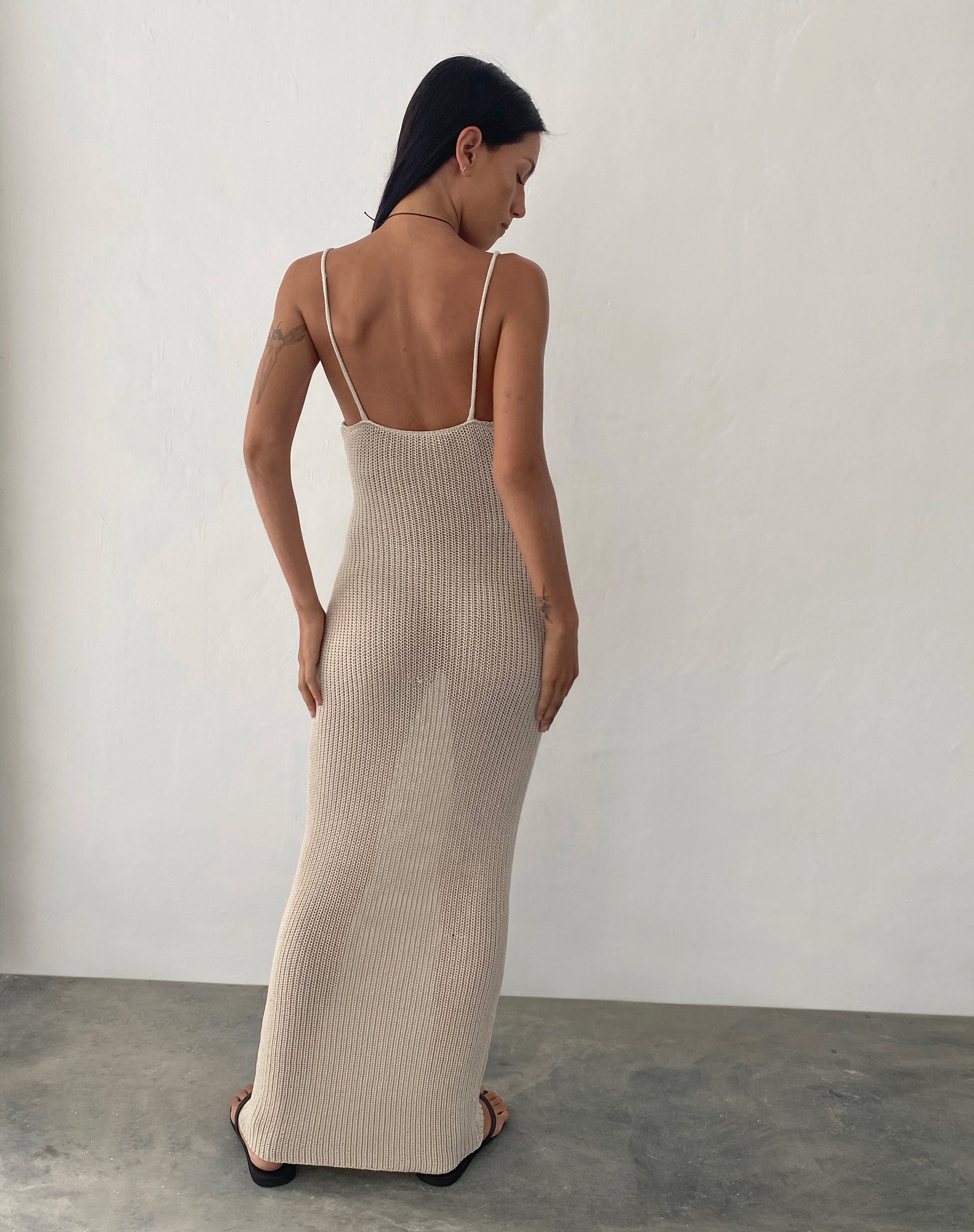Norila Knitted Maxi Dress in Neutral-Nico Sky