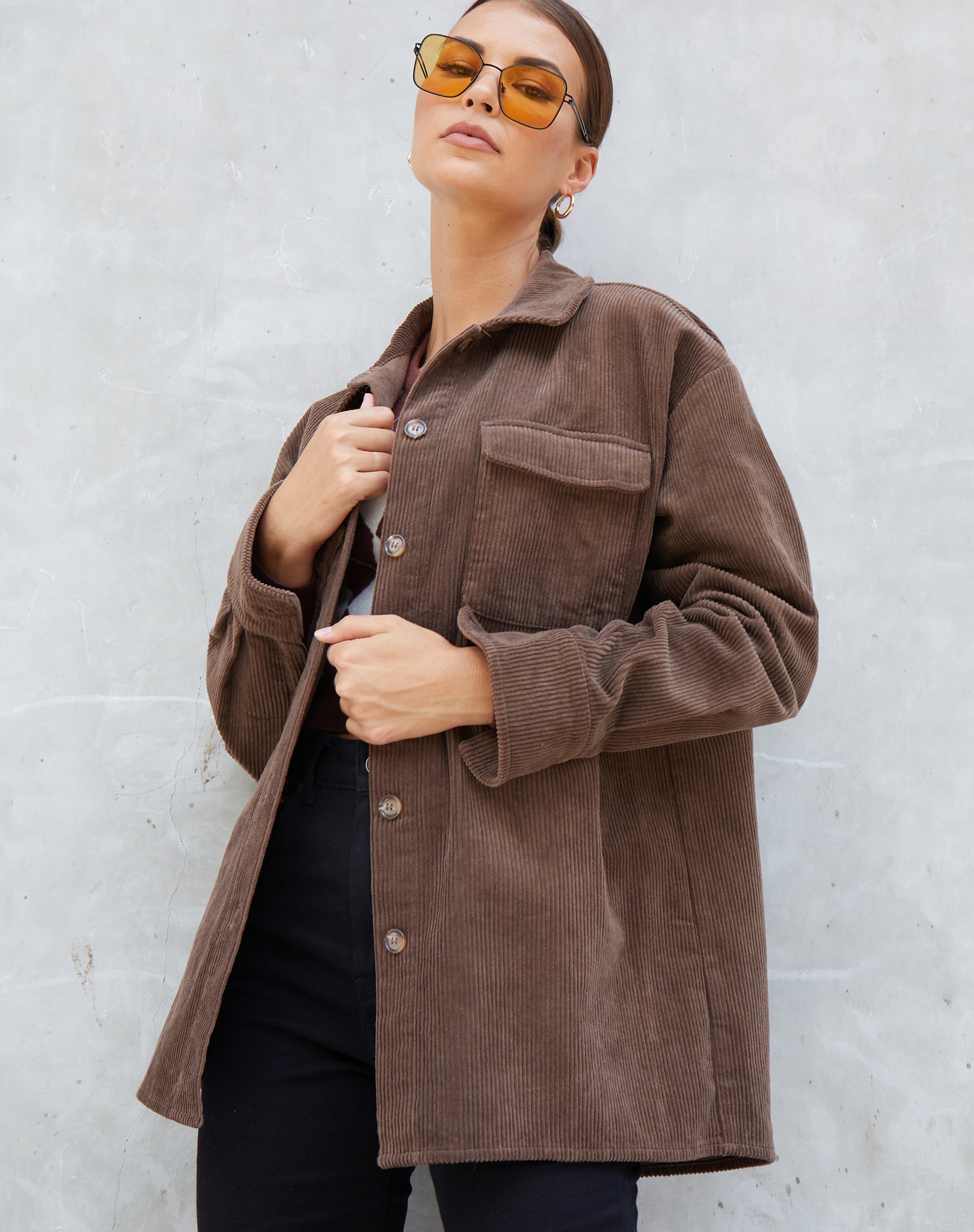 Marcy Shirt in Corduroy Brown-Nico Sky