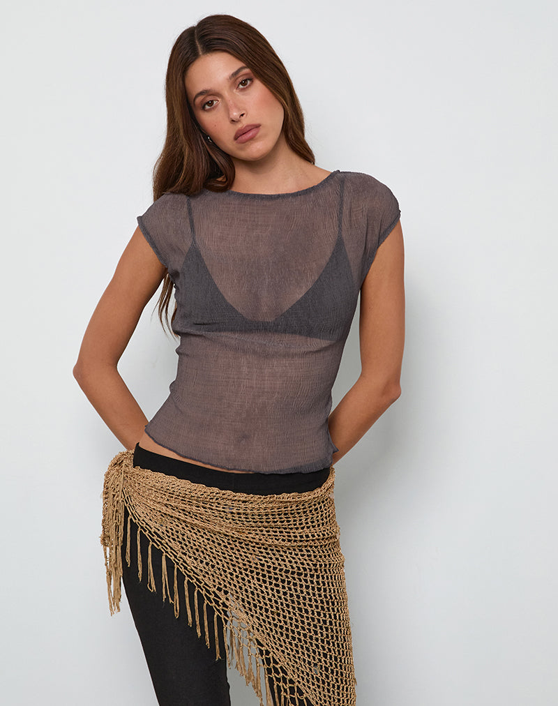 Nova Top in Grey Crinkle Chiffon-Nico Sky