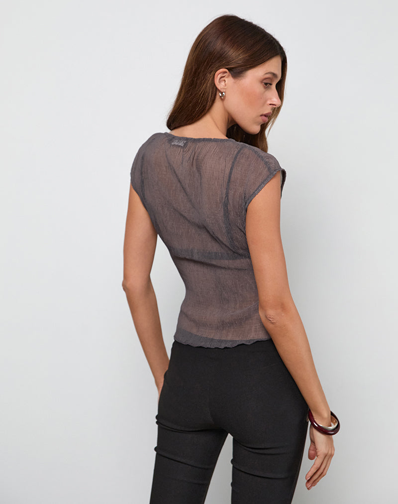 Nova Top in Grey Crinkle Chiffon-Nico Sky