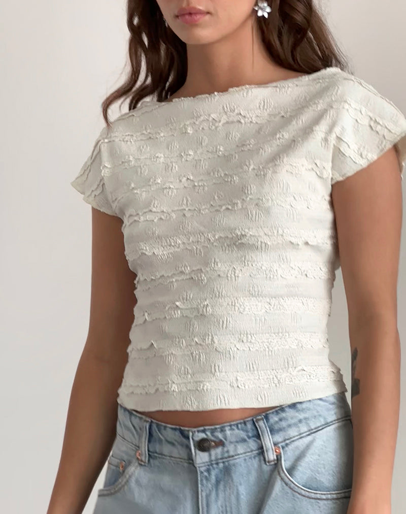 Nova Top in Crinkle Ivory-Nico Sky