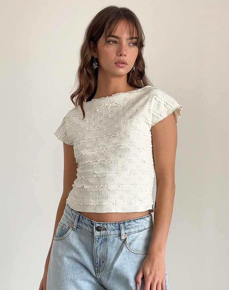 Nova Top in Crinkle Ivory-Nico Sky