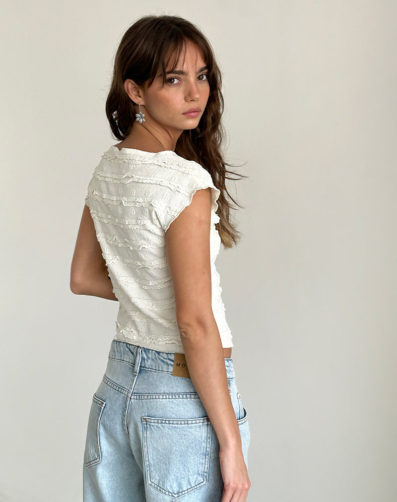 Nova Top in Crinkle Ivory-Nico Sky