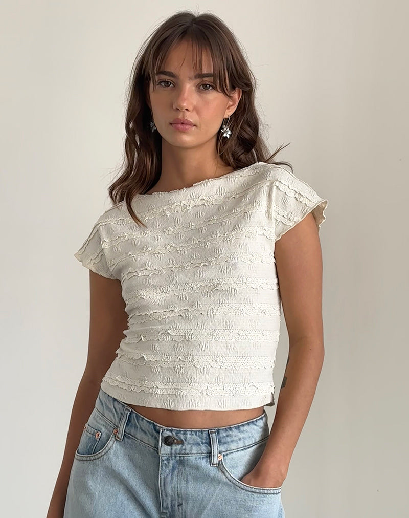 Nova Top in Crinkle Ivory-Nico Sky