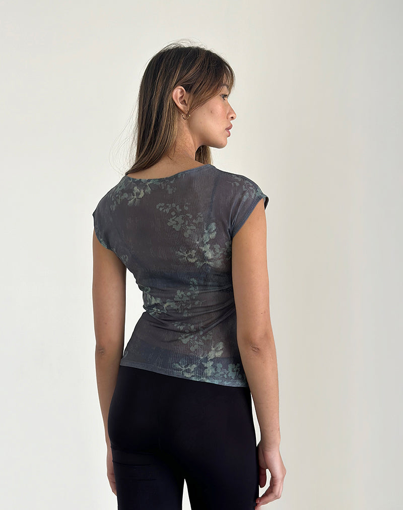 Nova Mesh Top in Faded Botanical Green-Nico Sky
