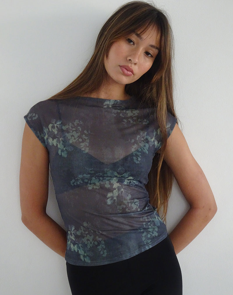 Nova Mesh Top in Faded Botanical Green-Nico Sky