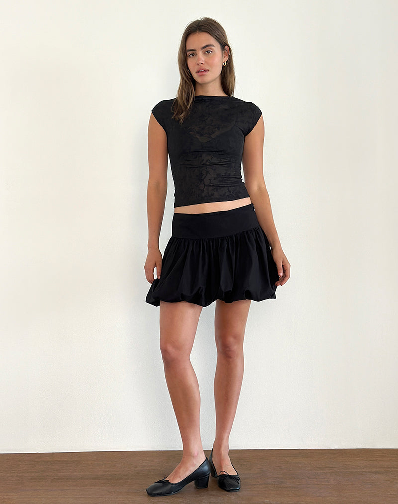 Nova Top in Flower Mesh Black-Nico Sky