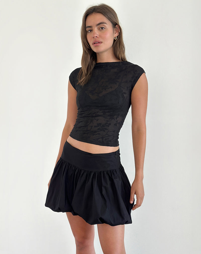Nova Top in Flower Mesh Black-Nico Sky