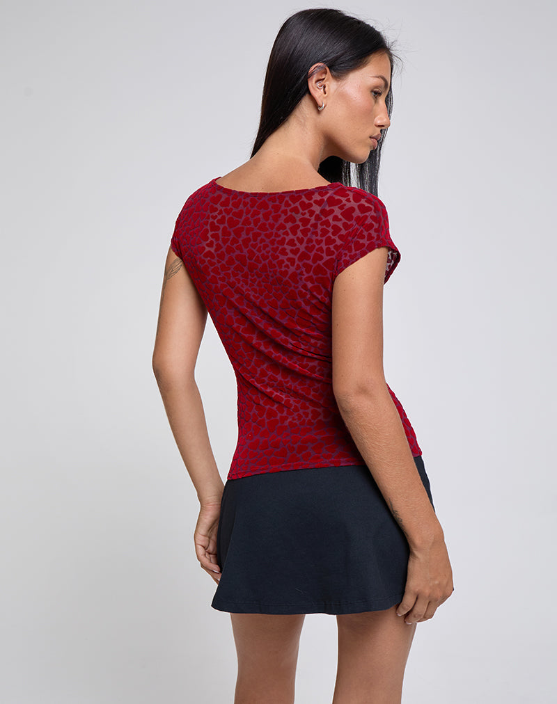 Nova Top in Heart Flock Maroon-Nico Sky