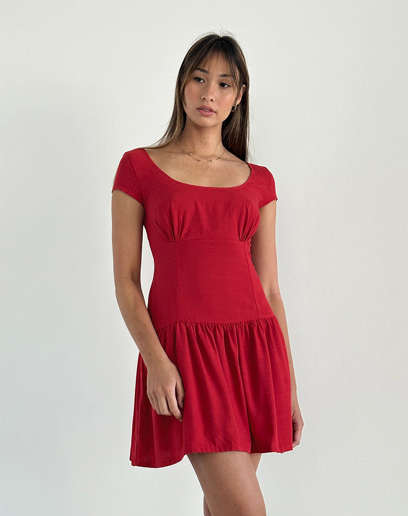 Ohayo Mini Dress in Adrenaline Red-Nico Sky