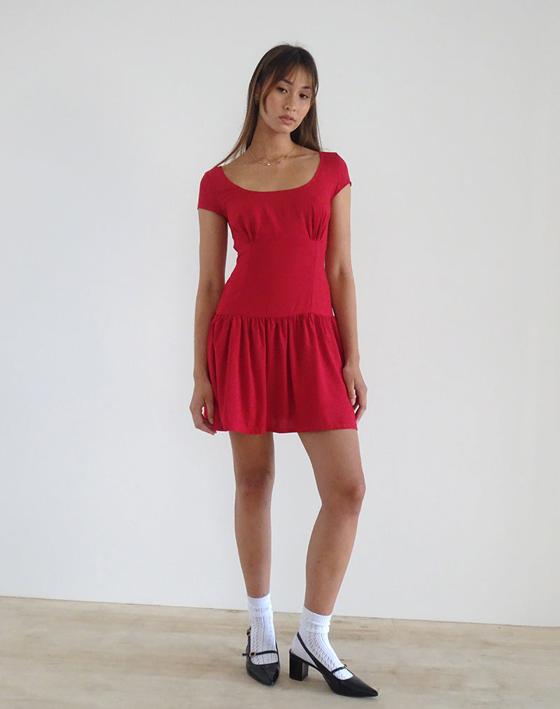 Ohayo Mini Dress in Adrenaline Red-Nico Sky
