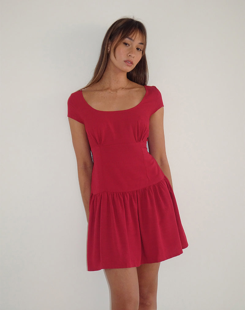 Ohayo Mini Dress in Adrenaline Red-Nico Sky