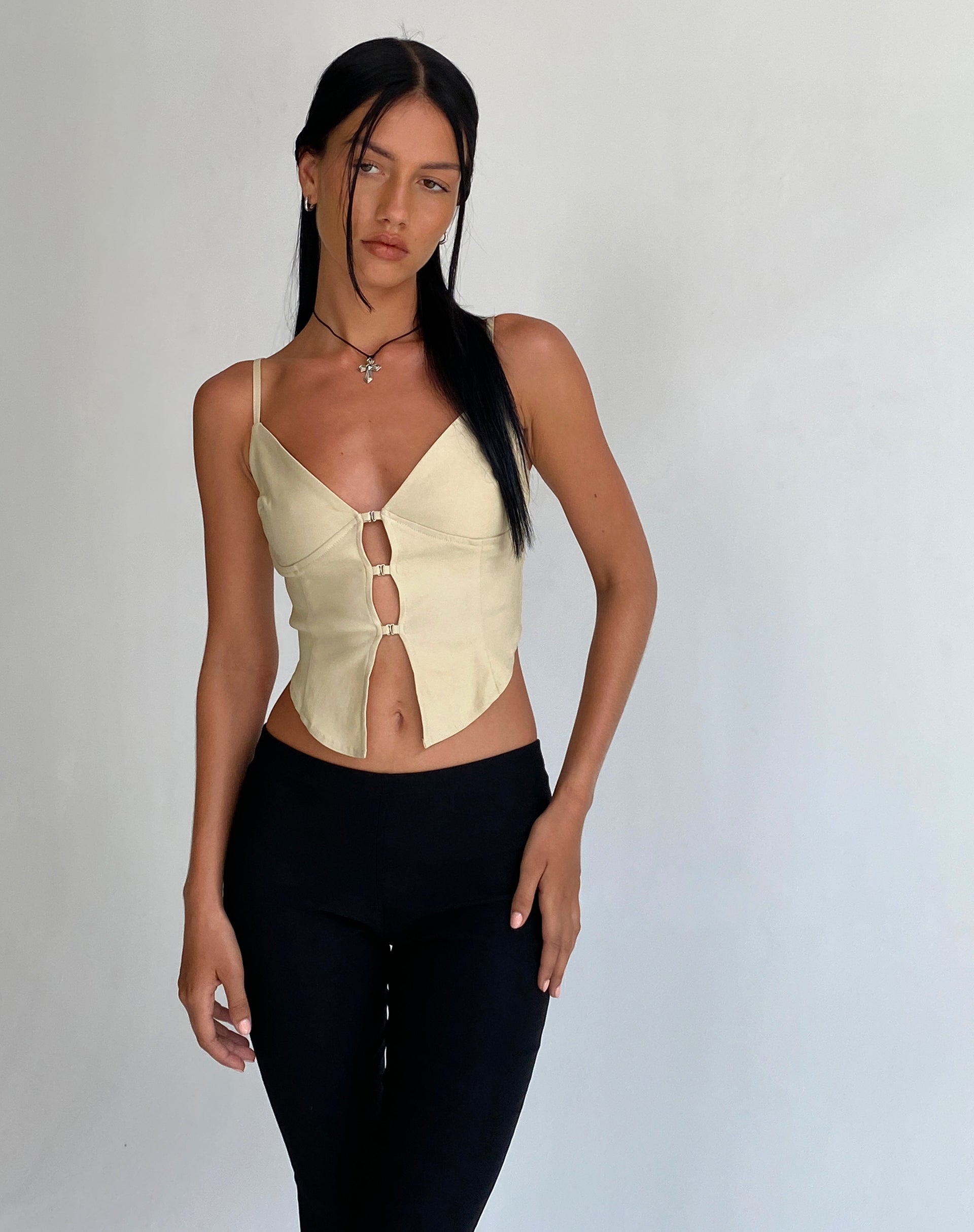 Oleta Cami Top in Cream-Nico Sky