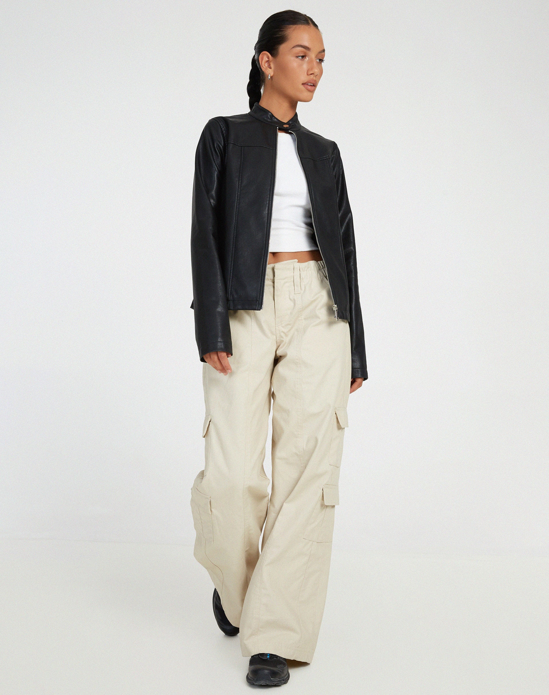 MOTEL X OLIVIA NEILL Olivia Jacket in PU Black-Nico Sky