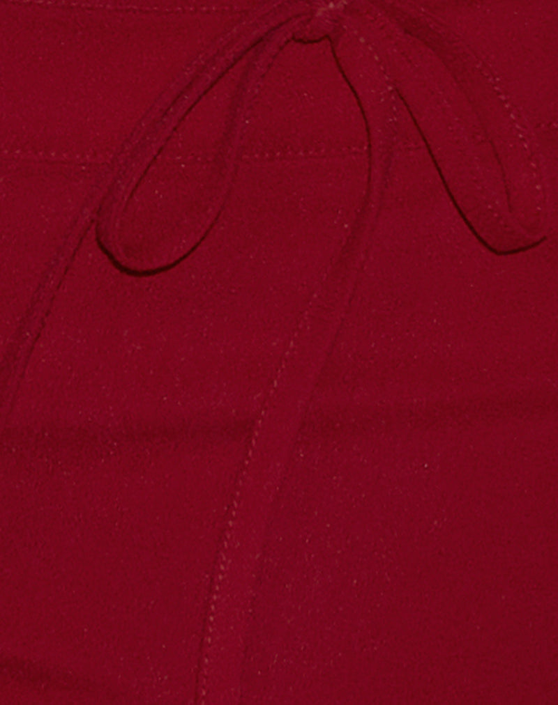 Lija Tie Belt Shorts in Tailoring Red-Nico Sky