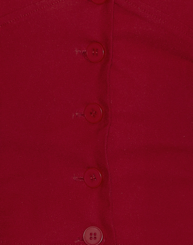 Ortee Halterneck Top in Tailoring Red-Nico Sky