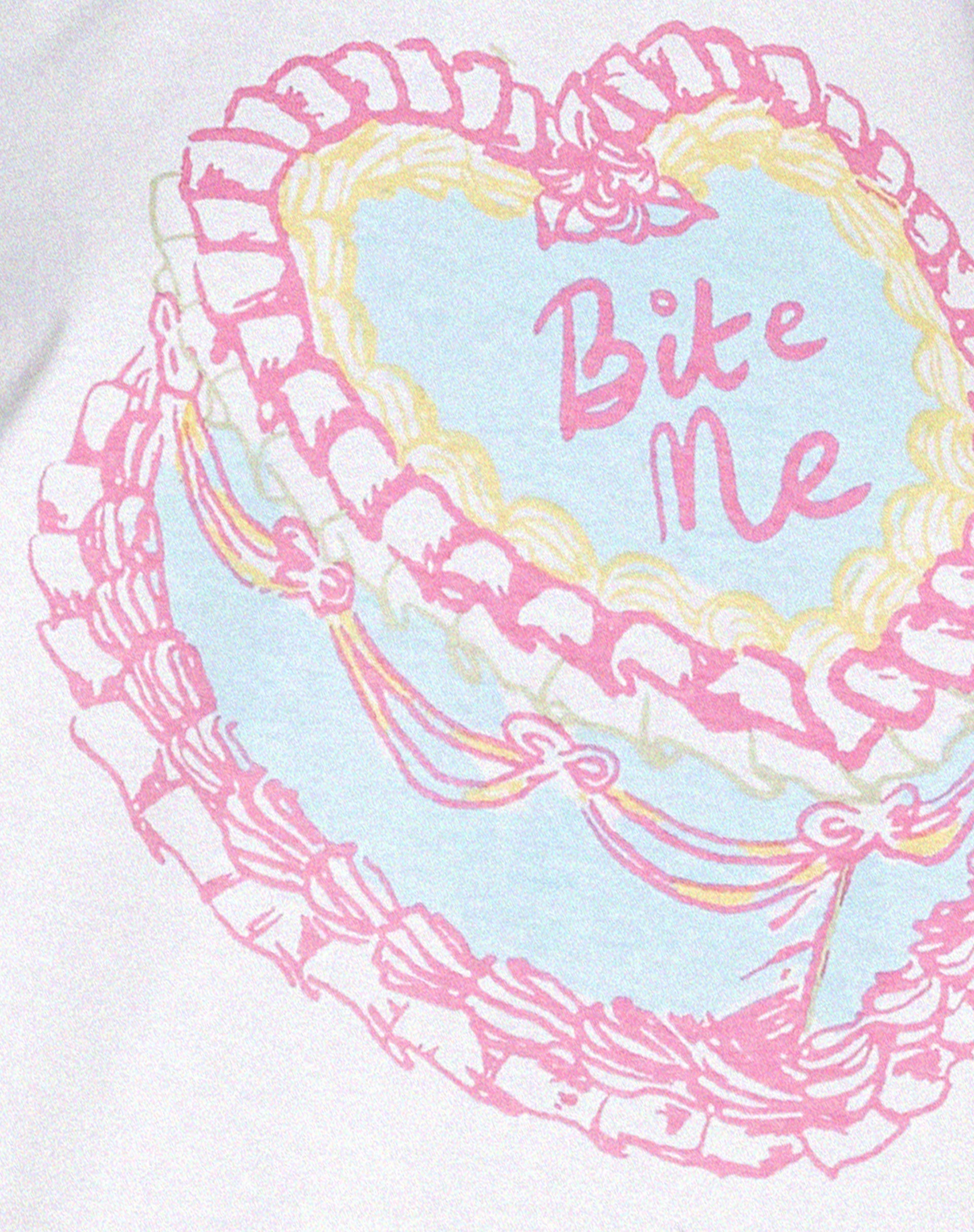 Oversize Basic Tee in White Bite Me-Nico Sky