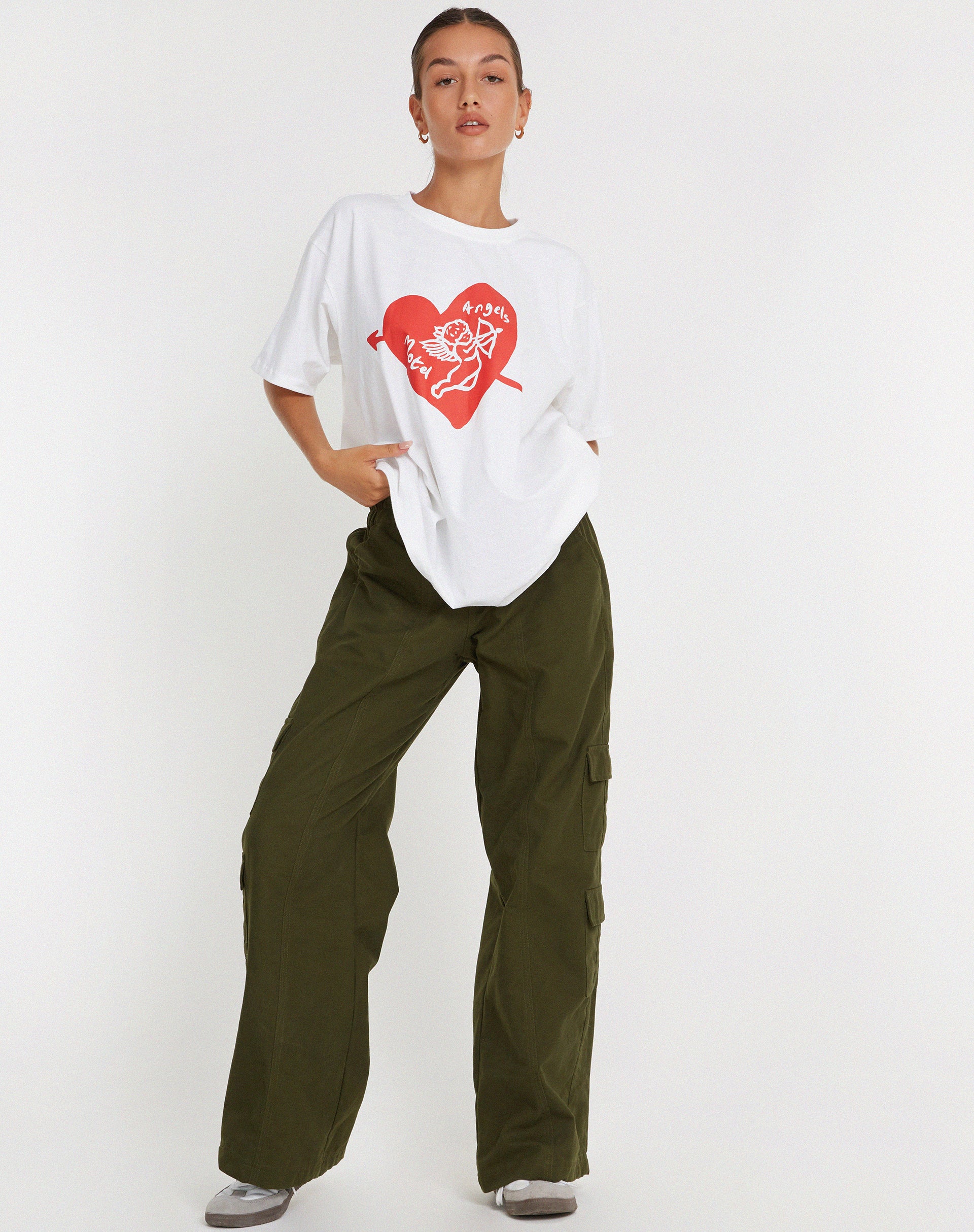 Oversize Basic Tee in White Motel Angel-Nico Sky