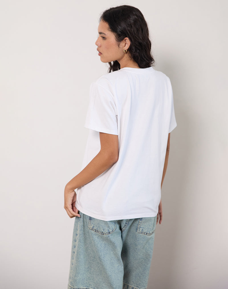Oversize Basic Tee in White with Aries Motel Pet Print-Nico Sky