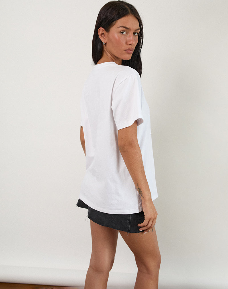 Oversized Basic Tee in White with Aquarius Dog Graphic-Nico Sky