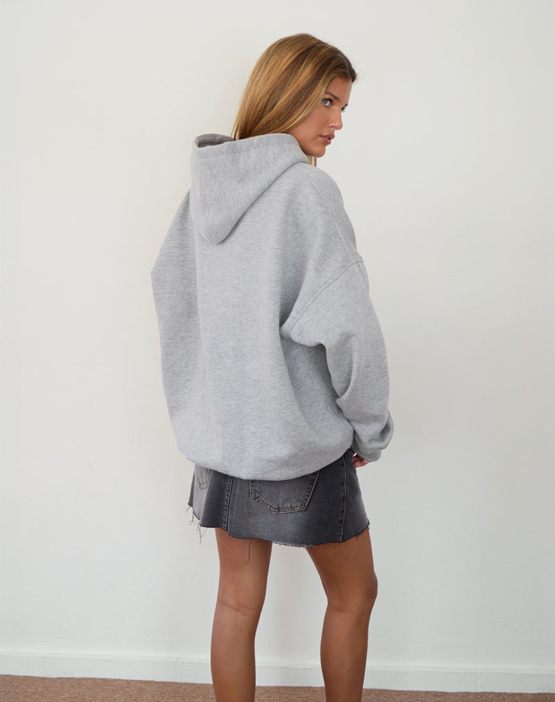 Oversized Hoodie in Grey Marl with I Love 2010's Print-Nico Sky