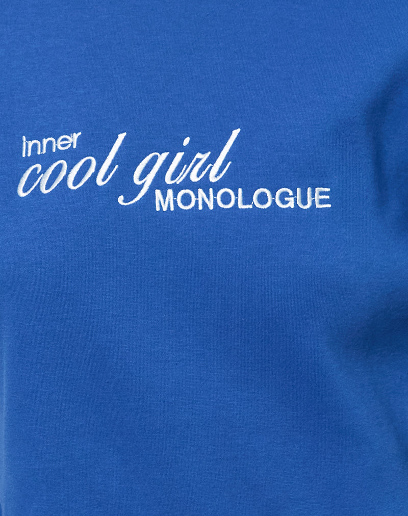 Oversized Hoodie in Cobalt Blue with Cool Girl Graphic-Nico Sky