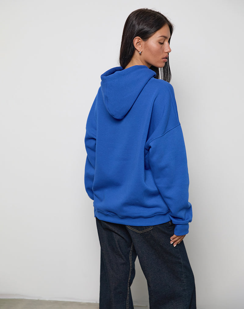Oversized Hoodie in Cobalt Blue with Cool Girl Graphic-Nico Sky