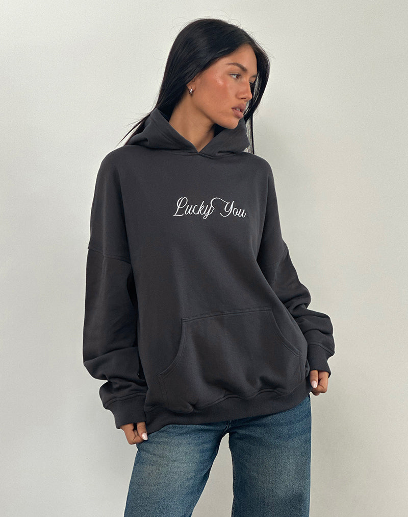 Oversized Hoodie in Ocean Storm with Lucky You Graphic-Nico Sky