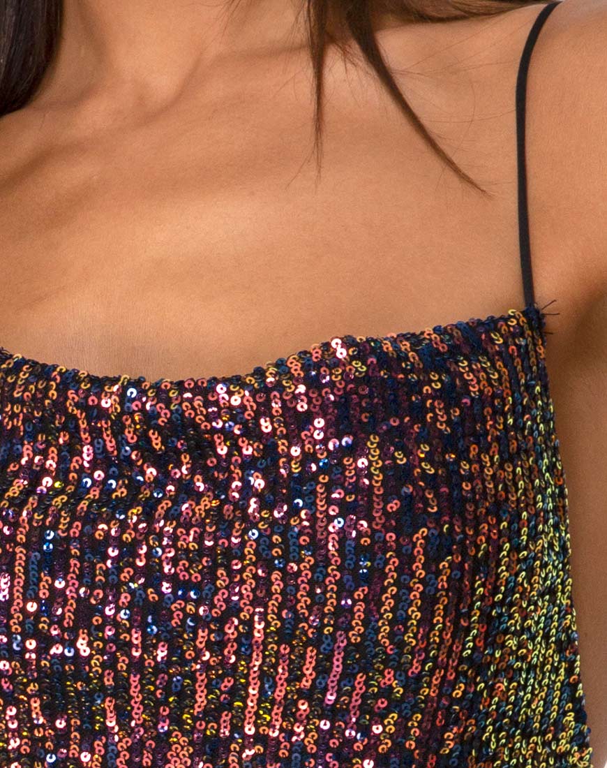 Paiva Slip Dress in Drape Net Sequin Iridescent Burgundy-Nico Sky