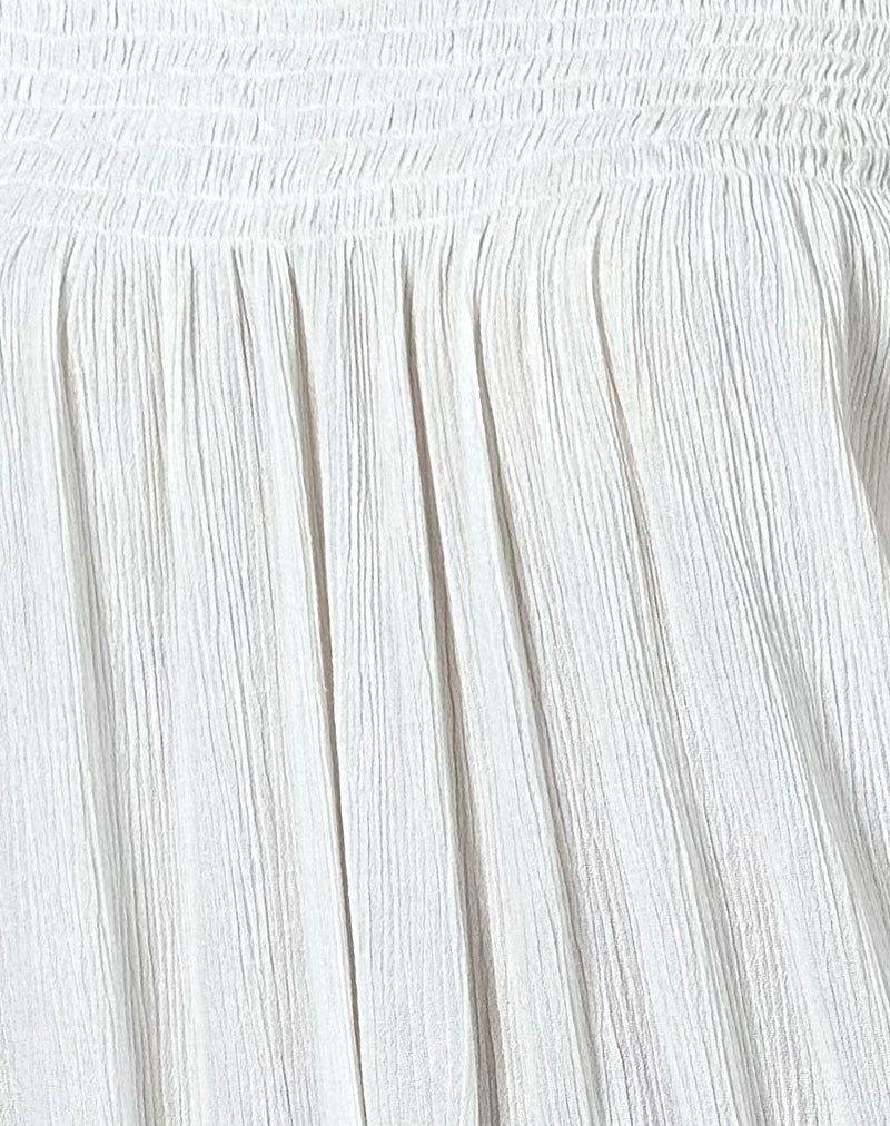 Panasi Bardot Babydoll Mini Dress in Off White-Nico Sky