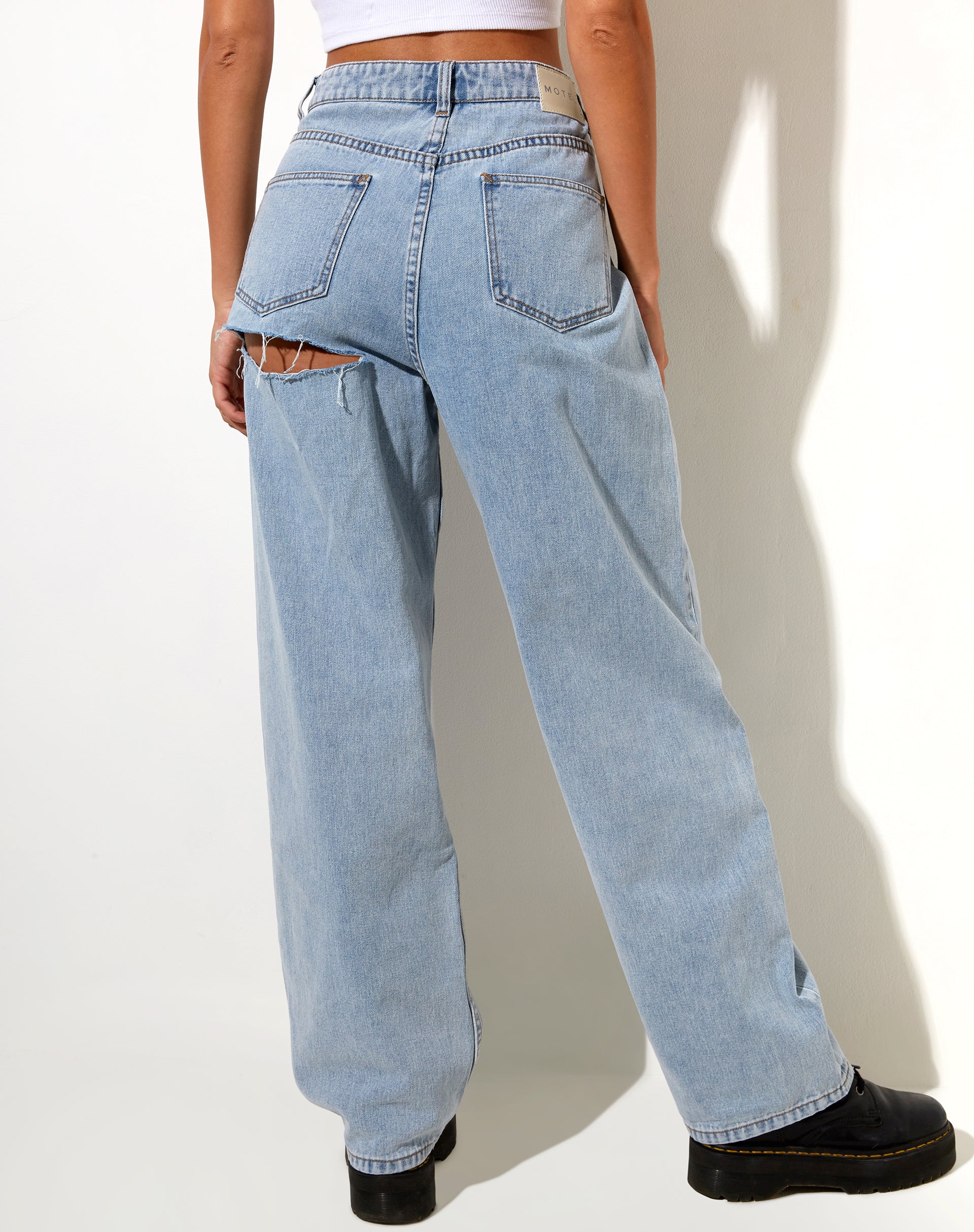 Bum Rips Parallel Jean in Tonal Light Wash-Nico Sky