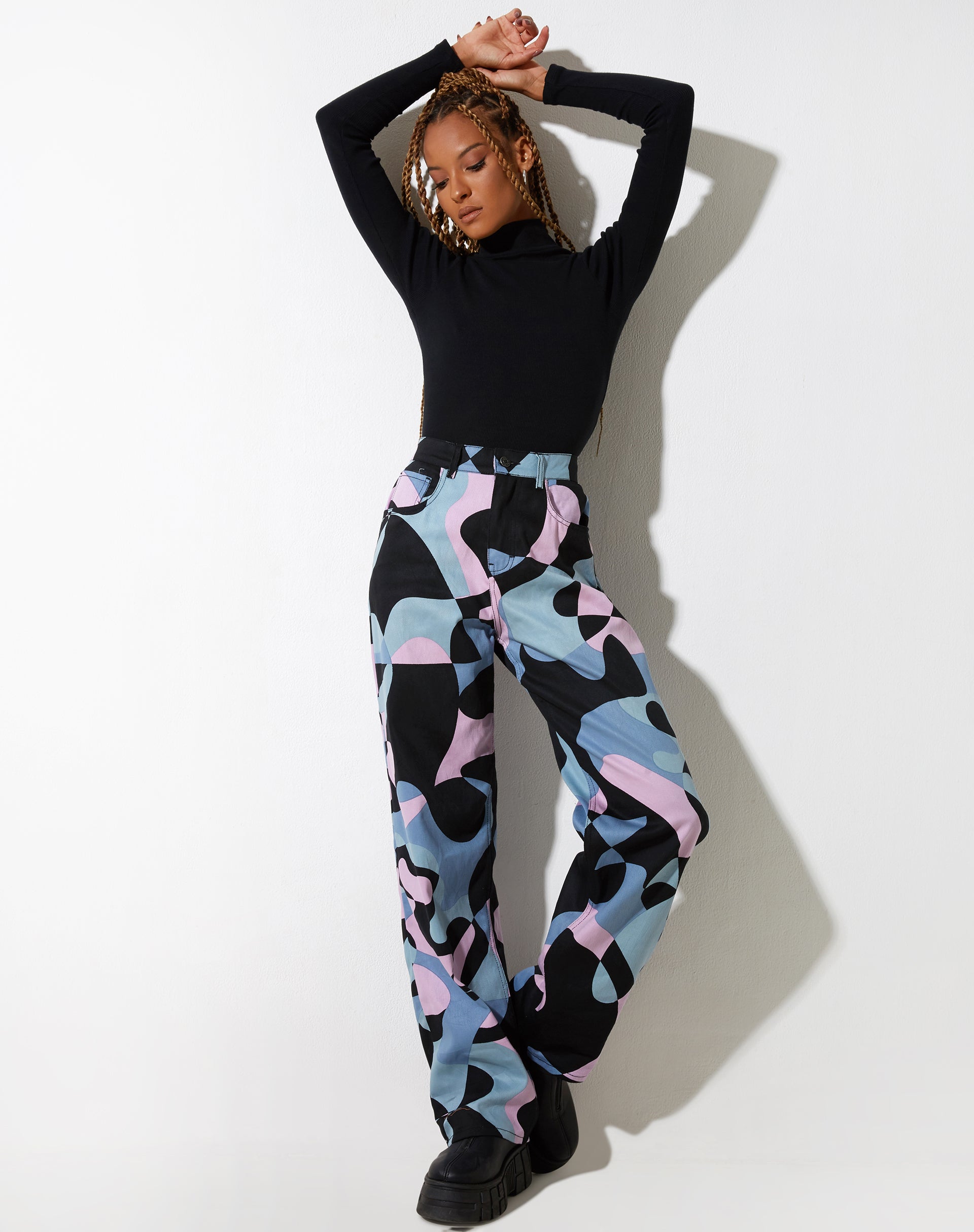 Parallel Jeans in Abstract Purple-Nico Sky