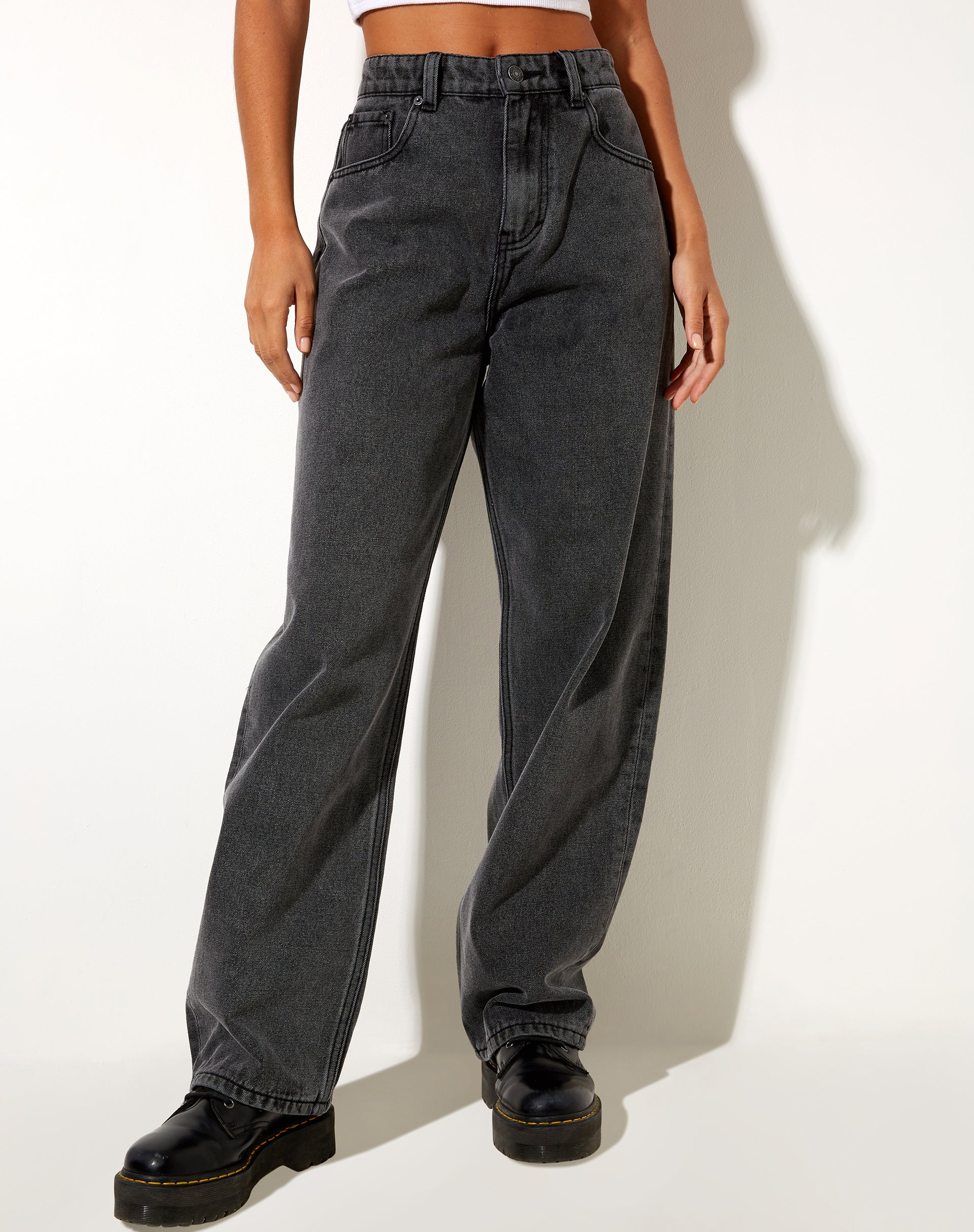 Bum Rips Parallel Jeans in Black Wash-Nico Sky