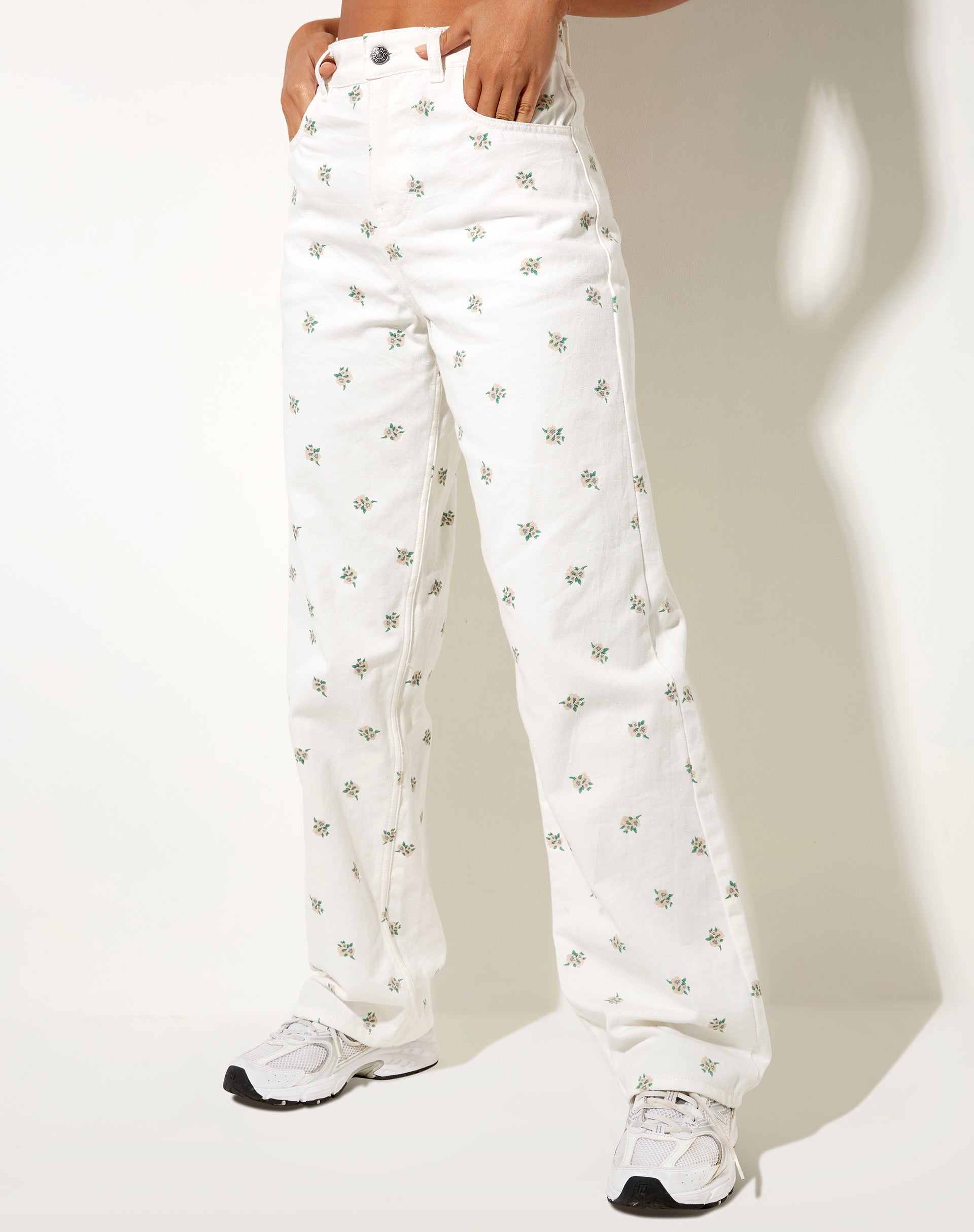 Parallel Jeans in Ditsy Blush-Nico Sky