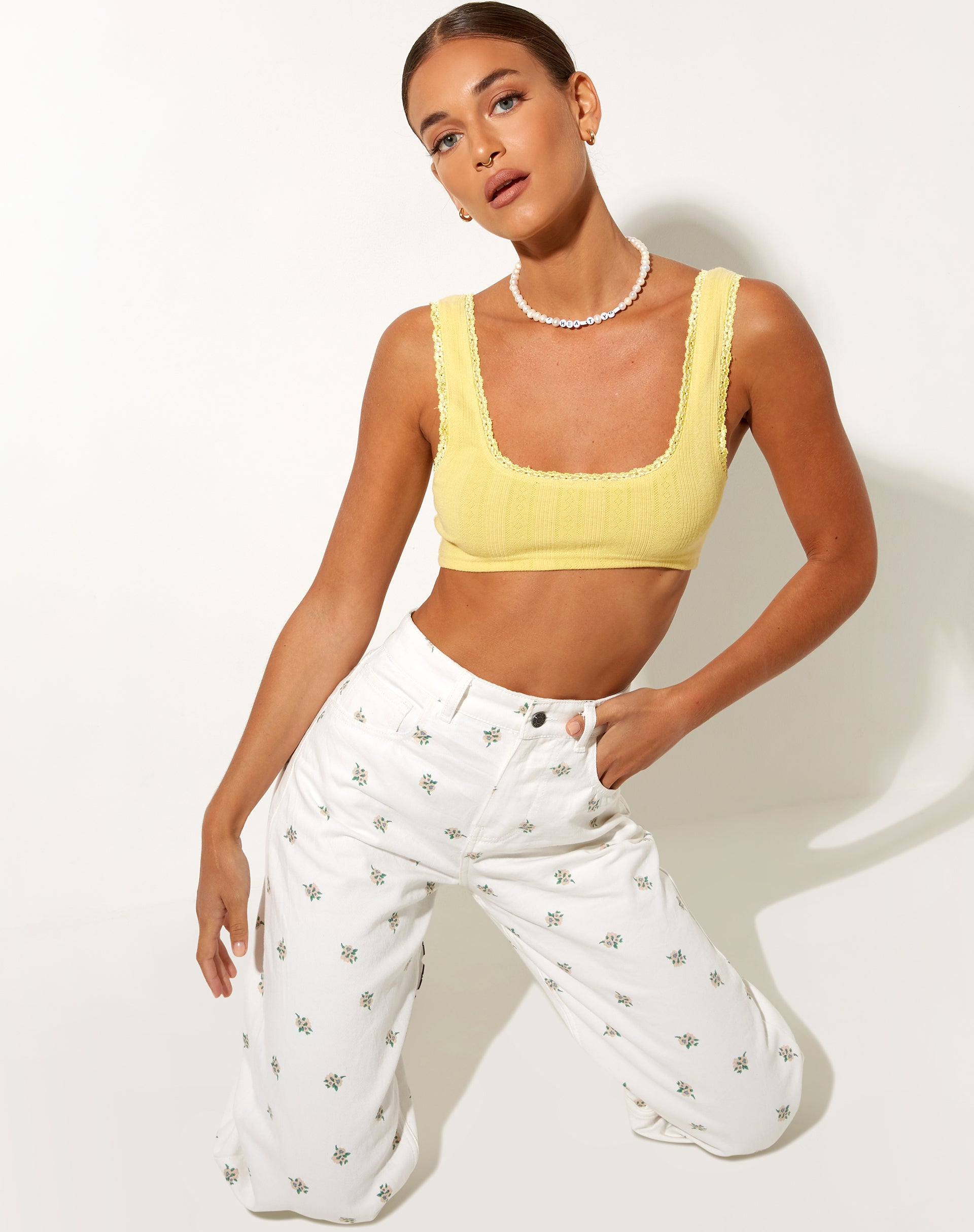 Parallel Jeans in Ditsy Blush-Nico Sky