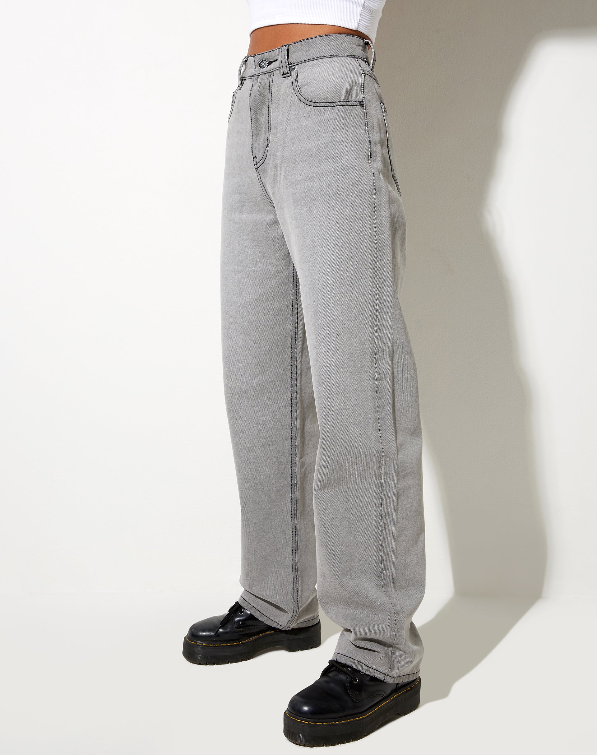Parallel Jean in Pale Grey Wash-Nico Sky