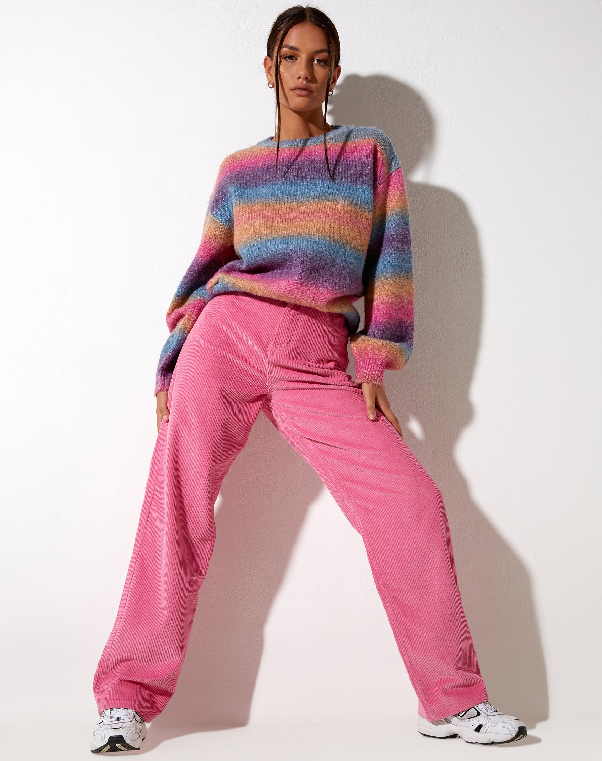 Parallel Trouser in Cord Bubblegum Pink-Nico Sky