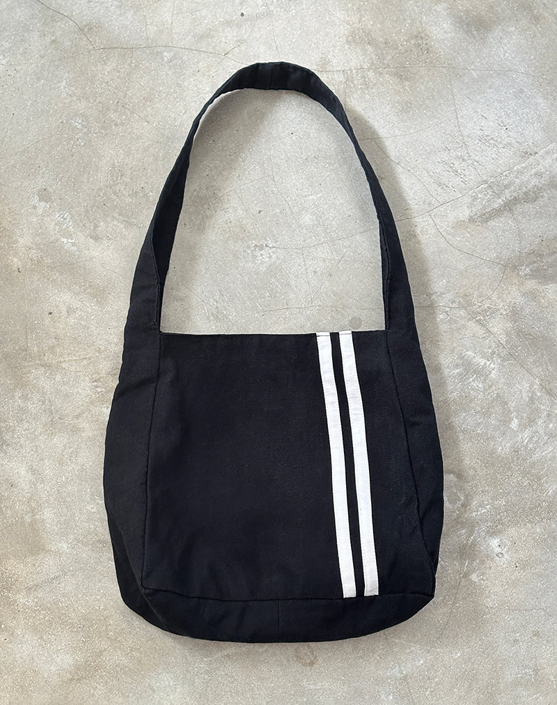 Pardi Canvas Bag in Black with White Stripe-Nico Sky