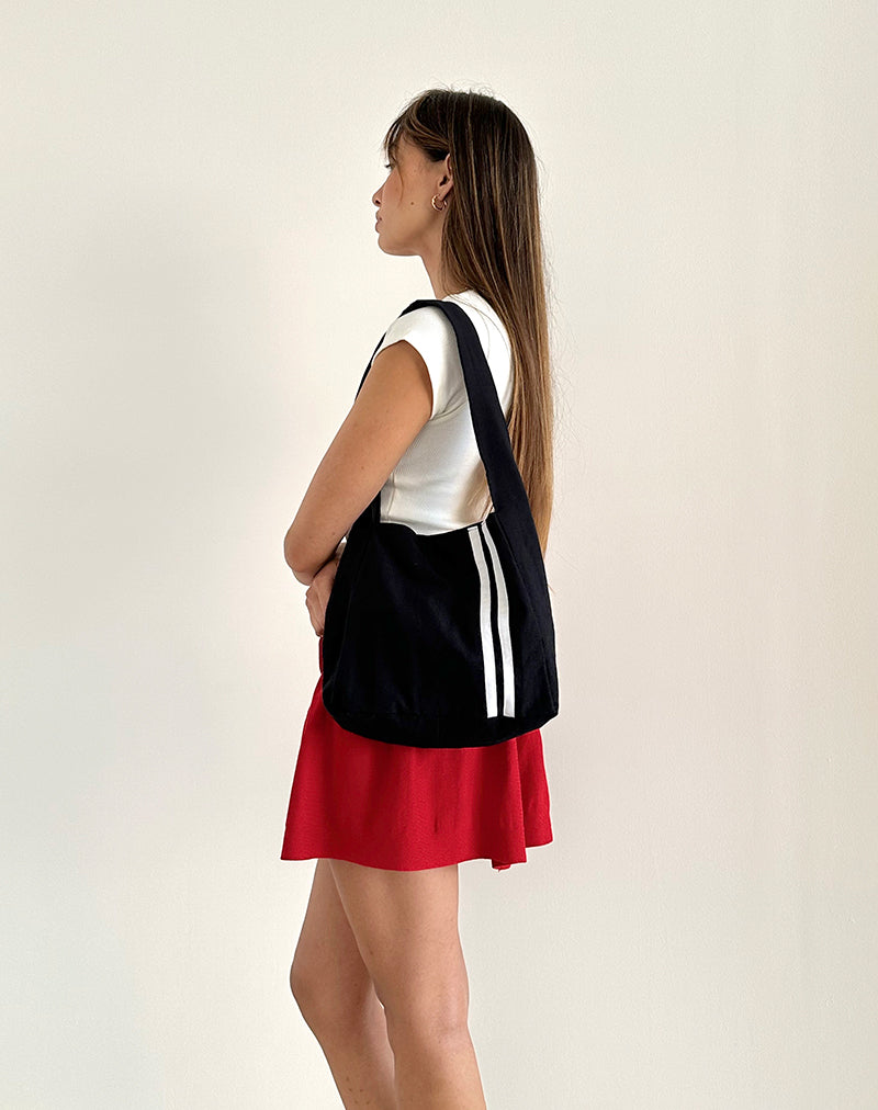 Pardi Canvas Bag in Black with White Stripe-Nico Sky
