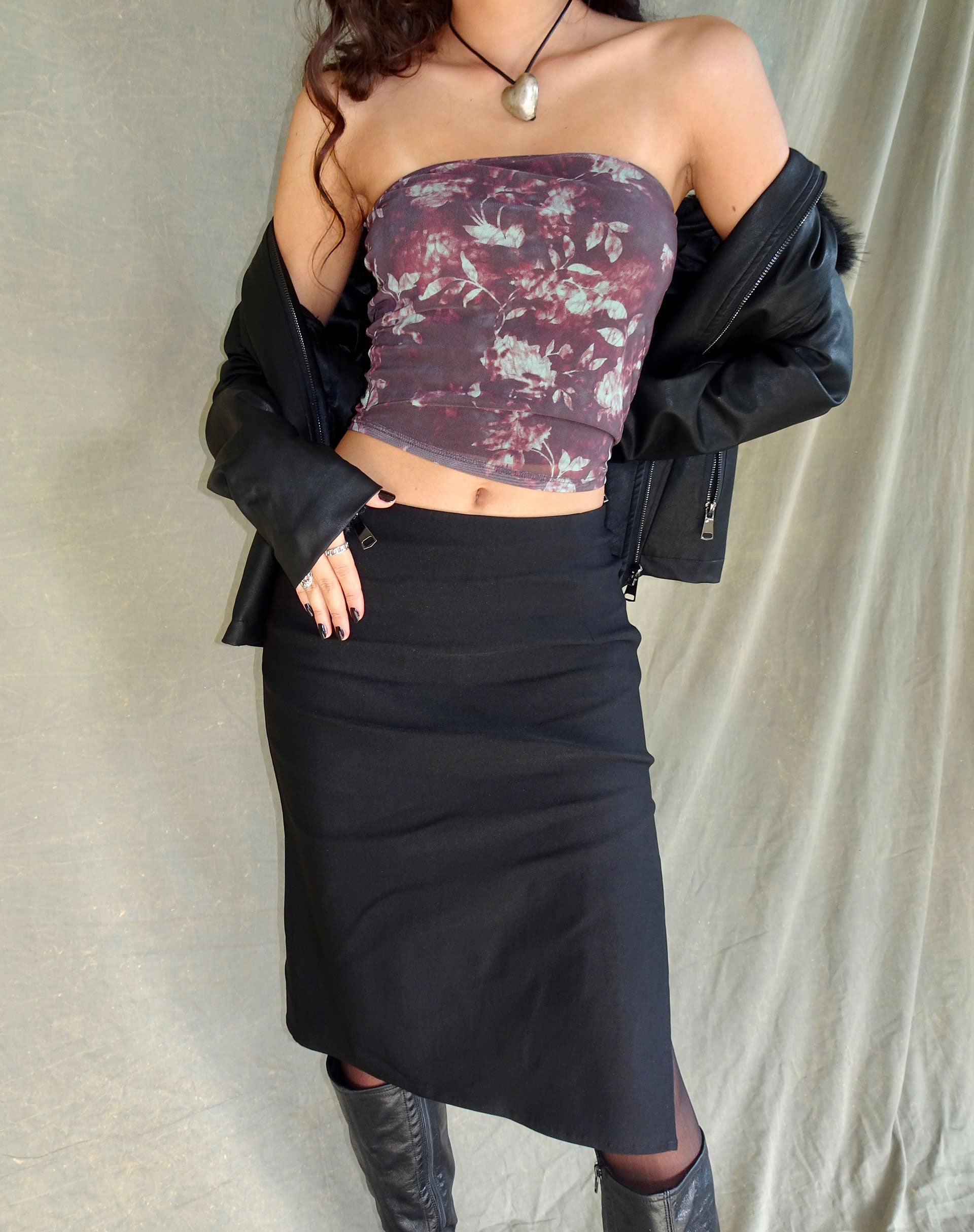 Peggy Bandeau Top in Botanical Floral Brown-Nico Sky